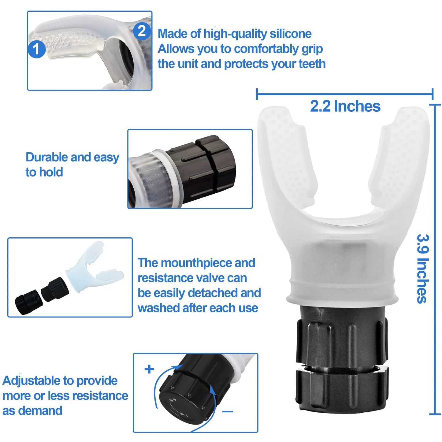 lung trainer to help you train your stamina with adjustable levels of difficulty